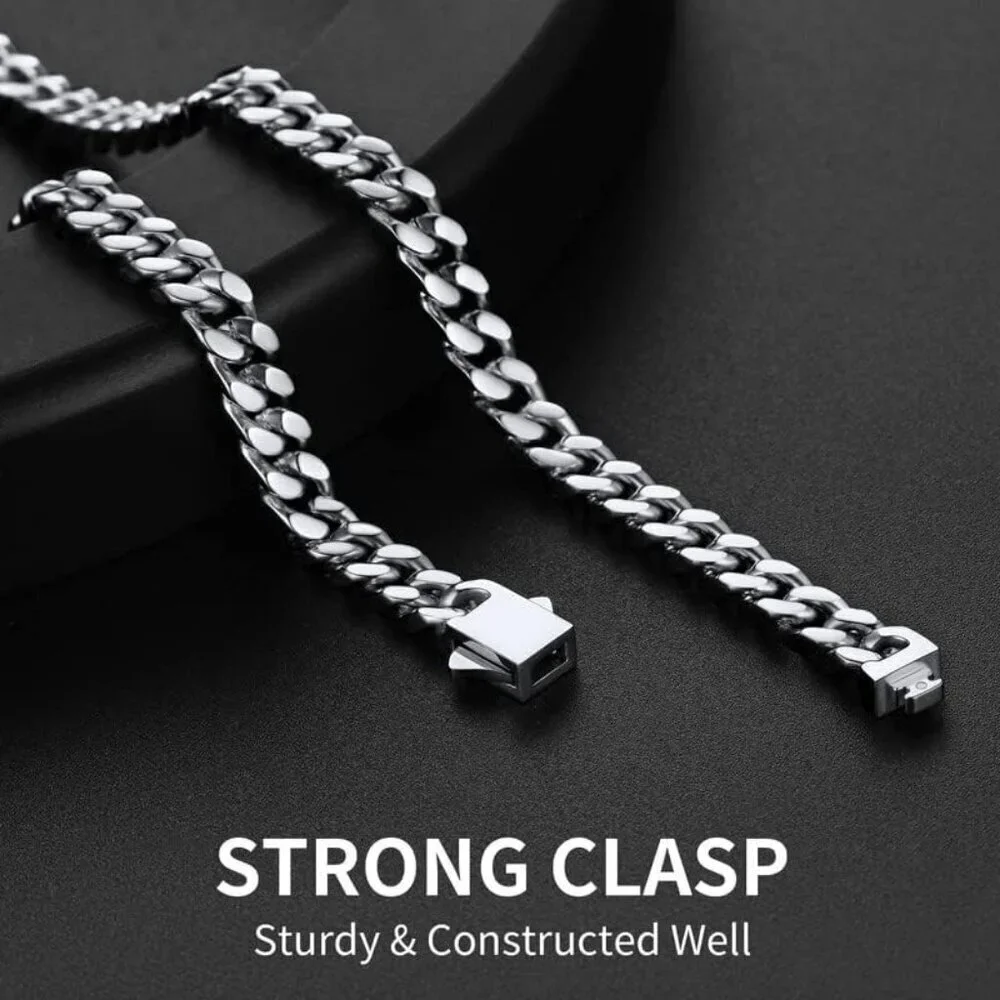 Men's 5mm Width Steel Silver 18K Gold Plated Cuban Durable Hip Hop Chain Jewelry